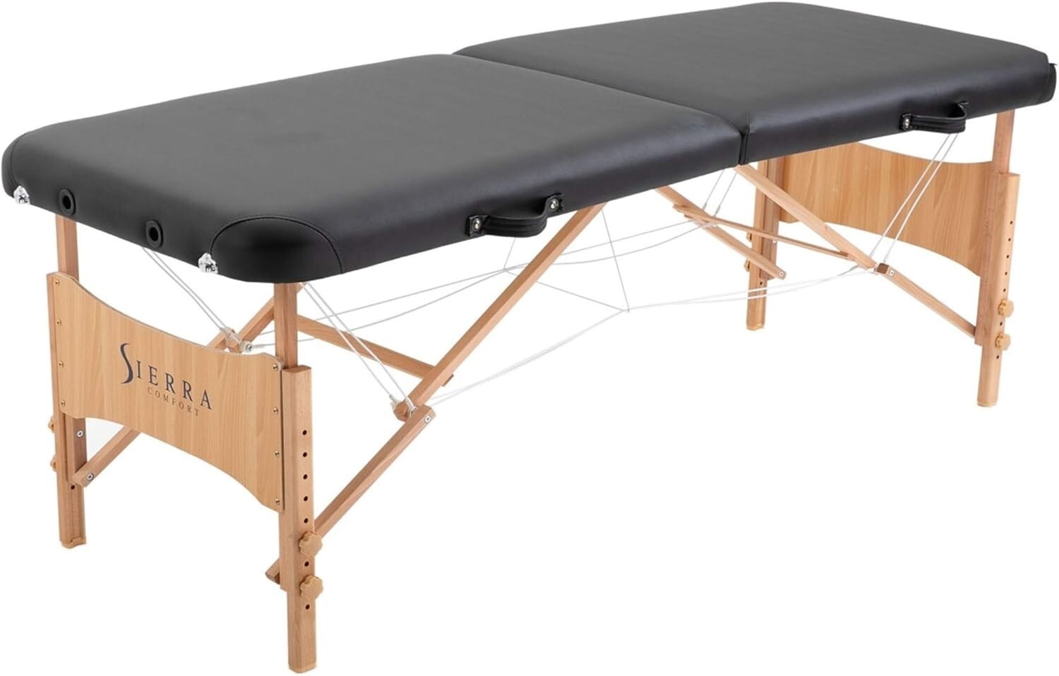 Elegant Black Portable Massage Table - Easy to Clean PU Leather & High Stability