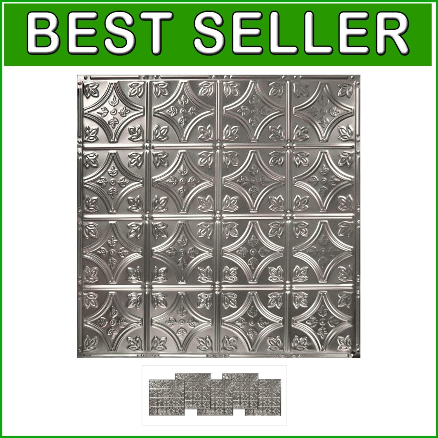 Sustainable 5 Pack 24 Inch Tin Ceiling Panels for Kitchens - Easy Installation