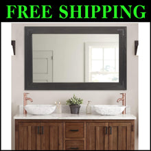 Load image into Gallery viewer, Versatile Rustic Wood Wall Mirror - Horizontal or Vertical Hanging, 60" x 36"