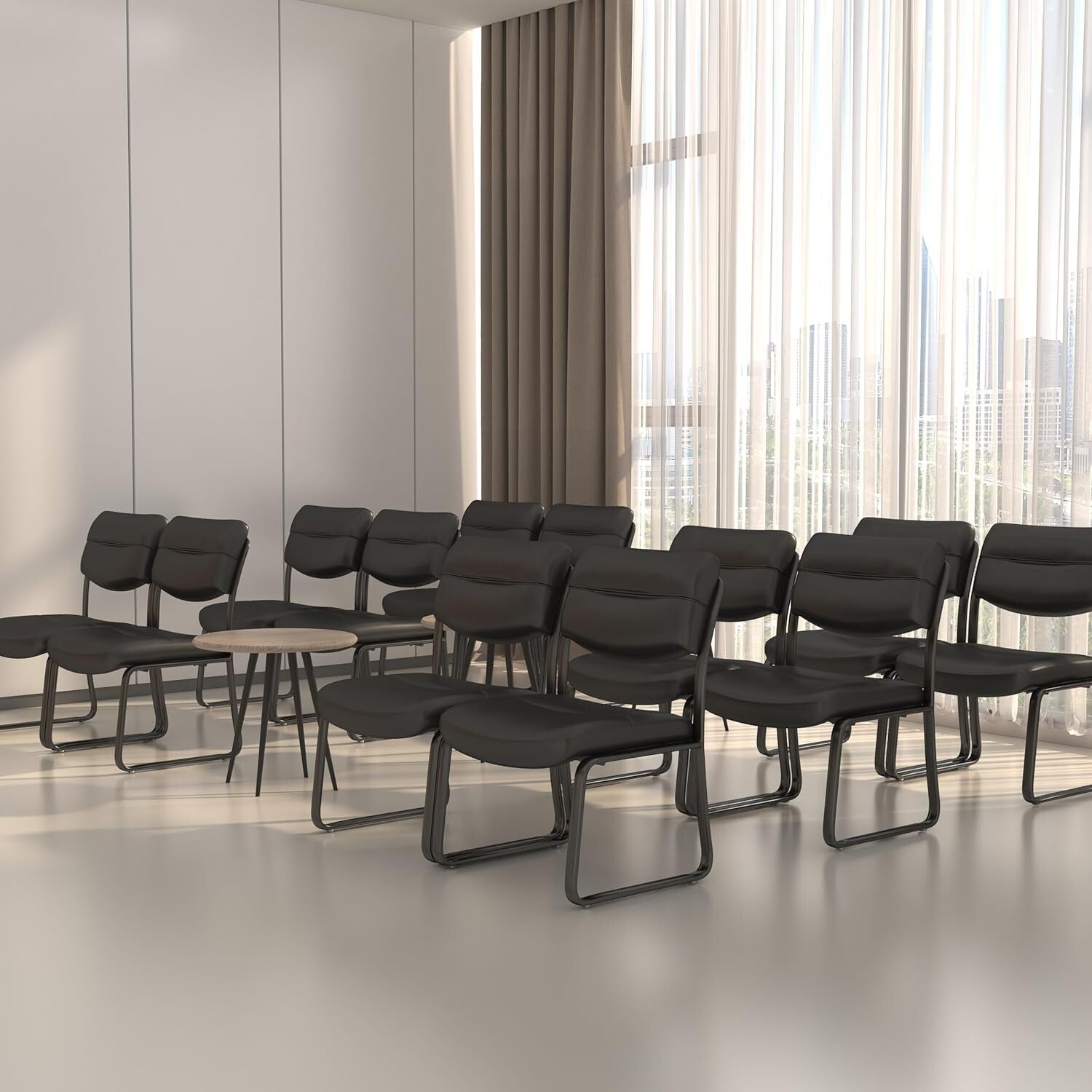 Upholstered Black Side Chair with Contoured Cushions – Ideal for Professionals