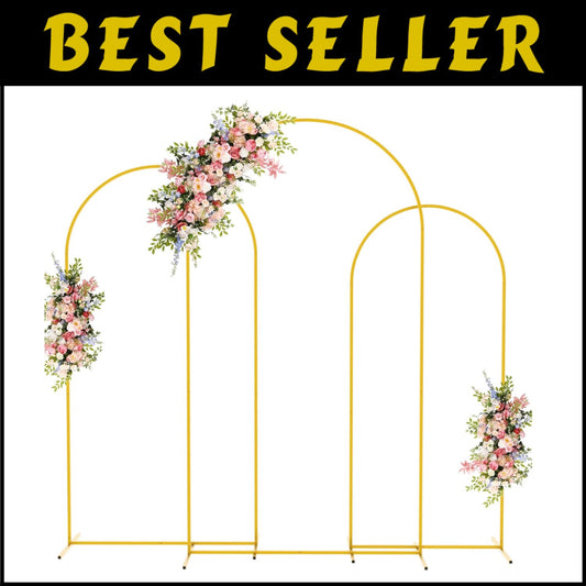 Elegant Gold Wedding Arch Stand Set of 3 - 7.2FT, 6.6FT & 6FT Backdrop Frame