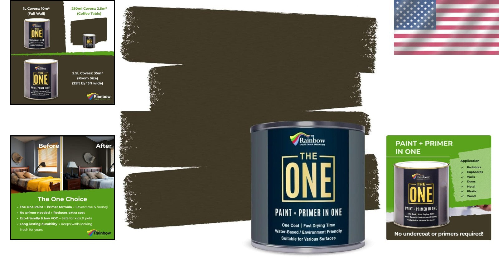 Durable All-in-One Brown Paint & Primer - Fast Drying for Indoor & Outdoor Use