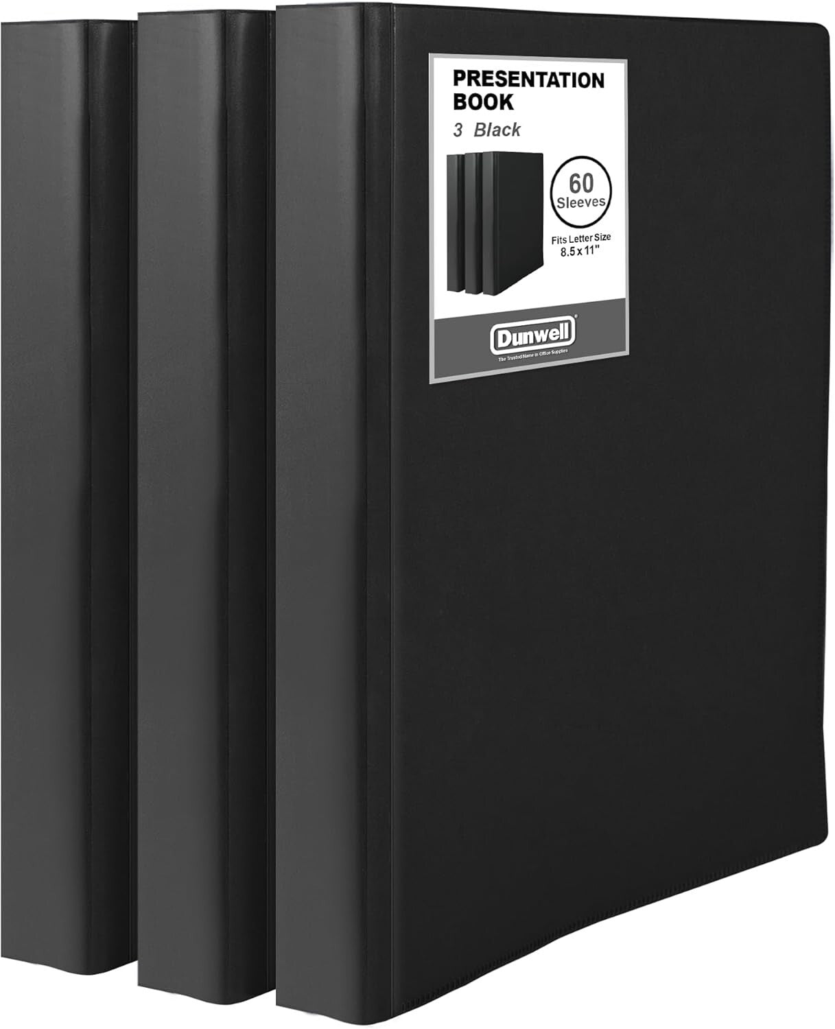 Black 60-Pocket Document Organizer - 8.5x11 Portfolio with Customizable Cover