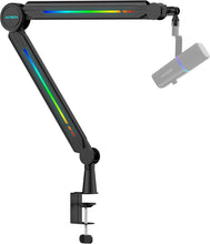 Load image into Gallery viewer, Stainless Steel RGB Adjustable Mic Boom Arm for Professional Streaming Setups