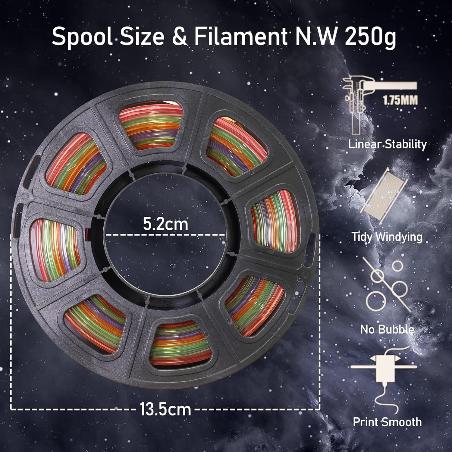 3D Printing PLA Filament 5 in 1 Bundle - Glow in Dark Colors for Creativity