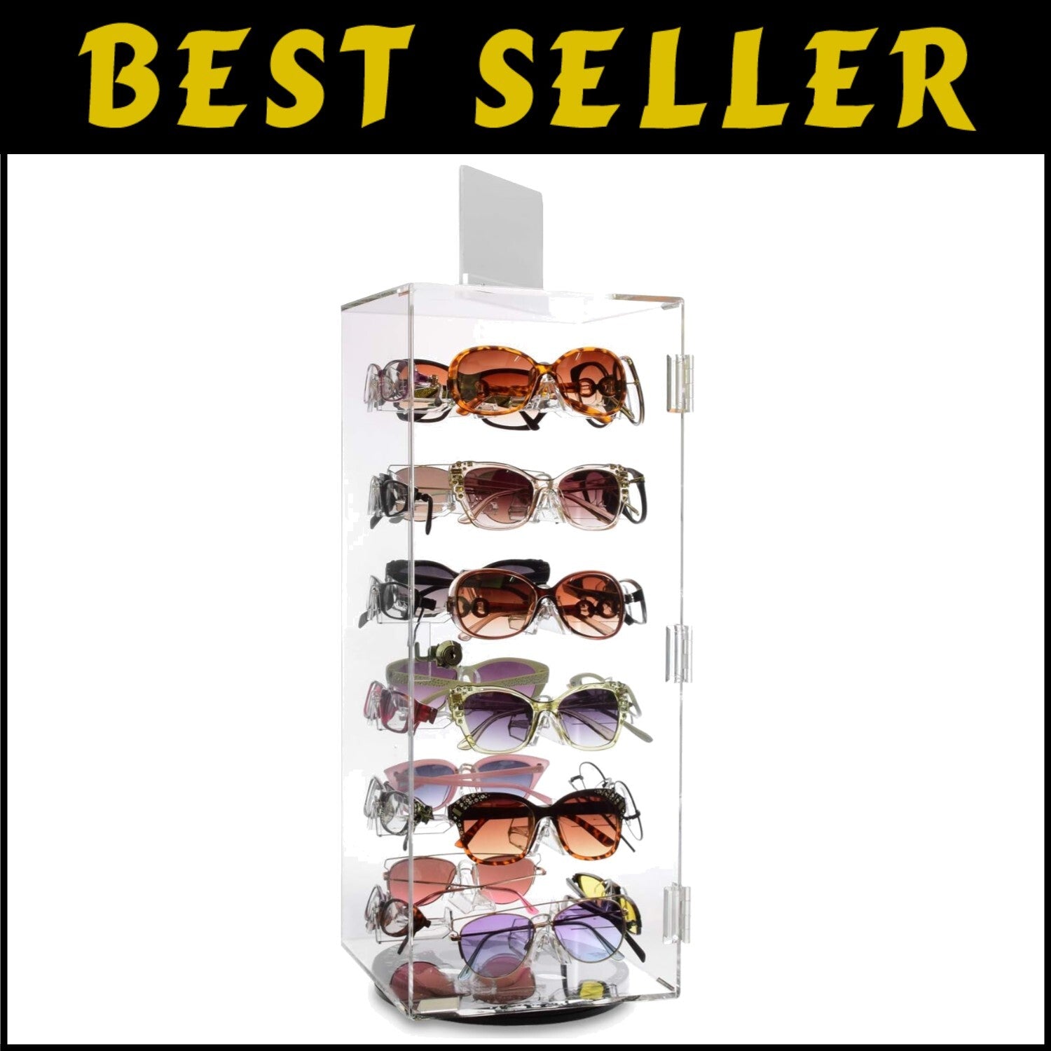 Elegant 24-Pair Acrylic Sunglass Organizer with Mirror - Stylish Eyewear Stand