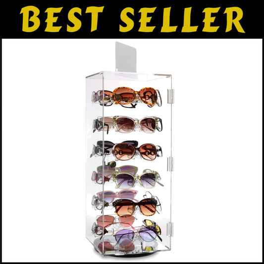 Elegant 24-Pair Acrylic Sunglass Organizer with Mirror - Stylish Eyewear Stand