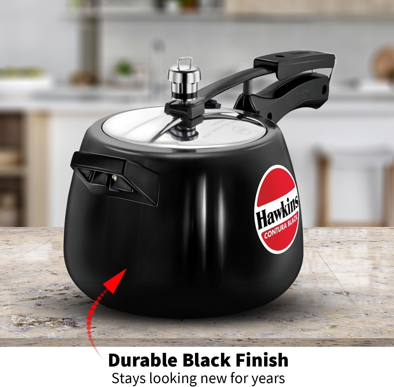 4L Hard Anodized Black Pressure Cooker - Modern Design for Fast Cooking