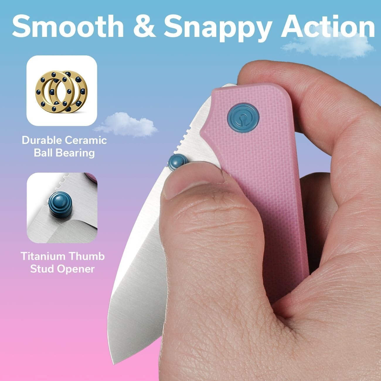 EDC Compact Folding Knife - 2.34" Nitro-V Blade, G10 Handle & Titanium Opener