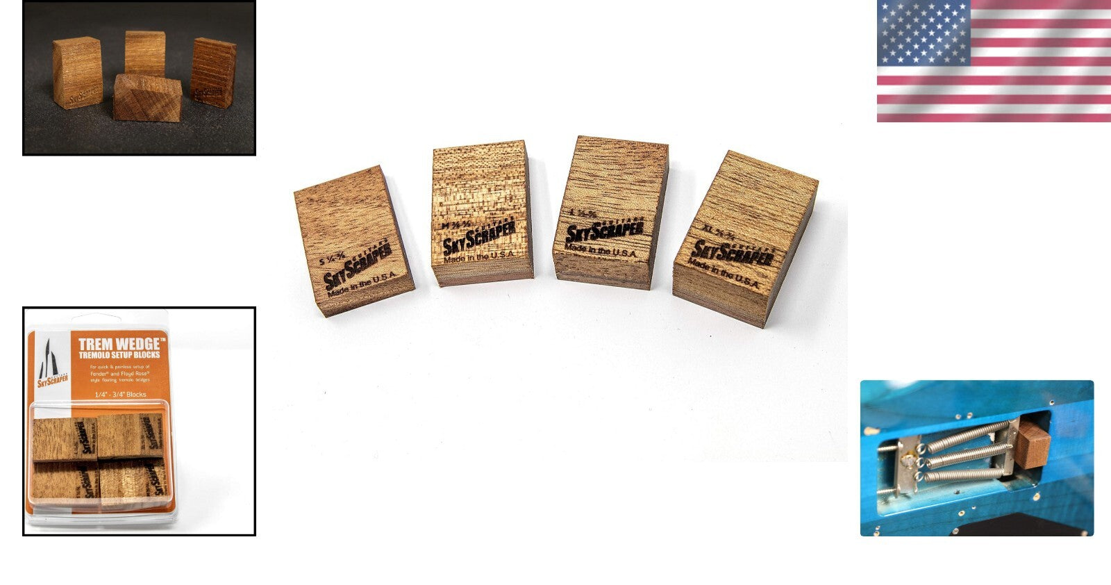 Effortless Floating Tremolo Setup Wedge Blocks - Fit Most Guitars 1/4"-3/4"