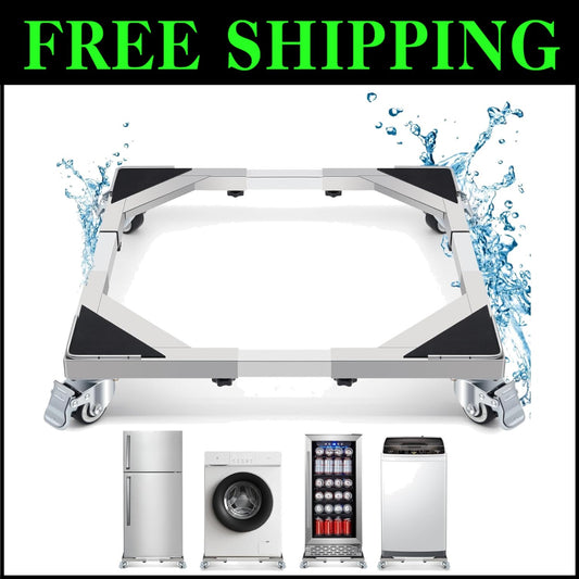 Heavy-Duty Stainless Steel Washing Machine Dolly Cart with Lockable Wheels - ...