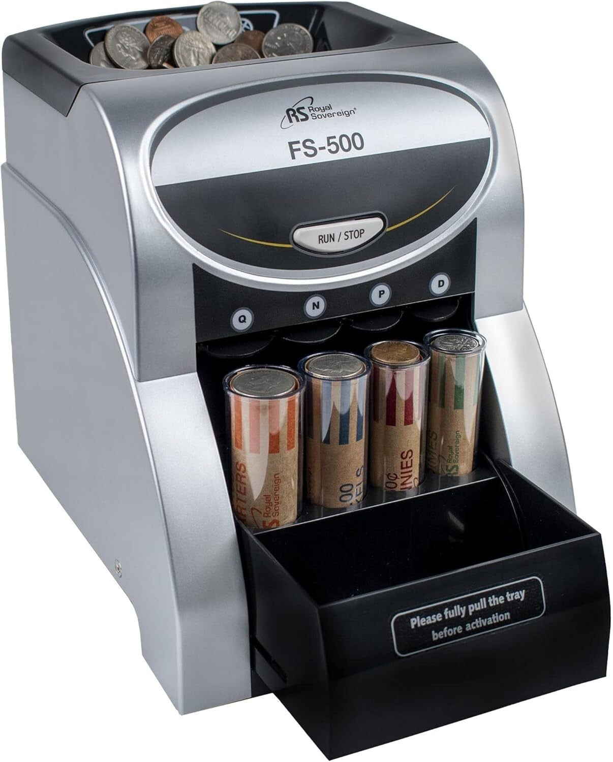 Efficient One-Row Coin Sorter with Patented Anti-Jam Tech and Overflow Tray