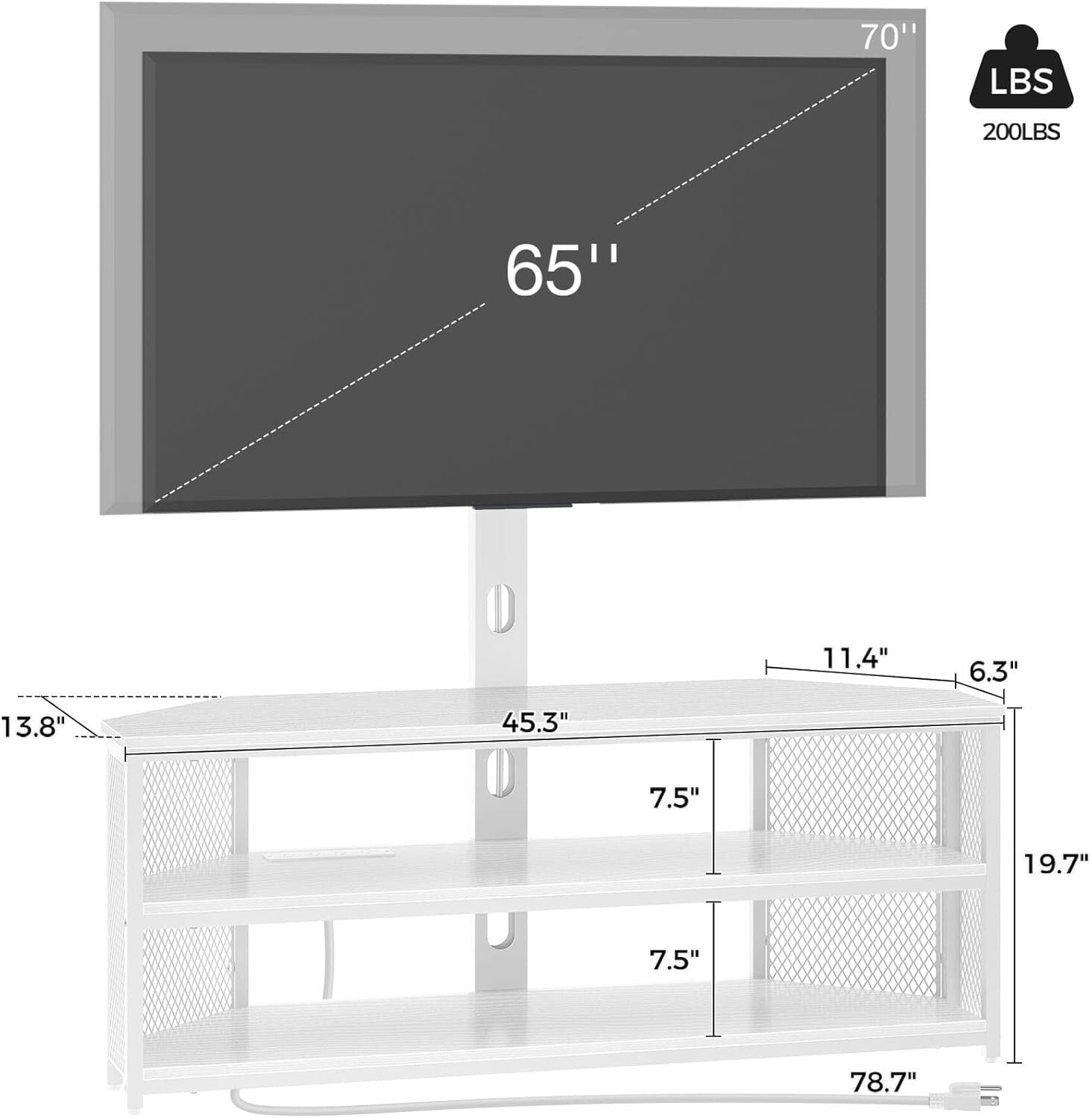 Swivel LED TV Stand with Mount, Power Outlet & Adjustable Heights - For Up to...