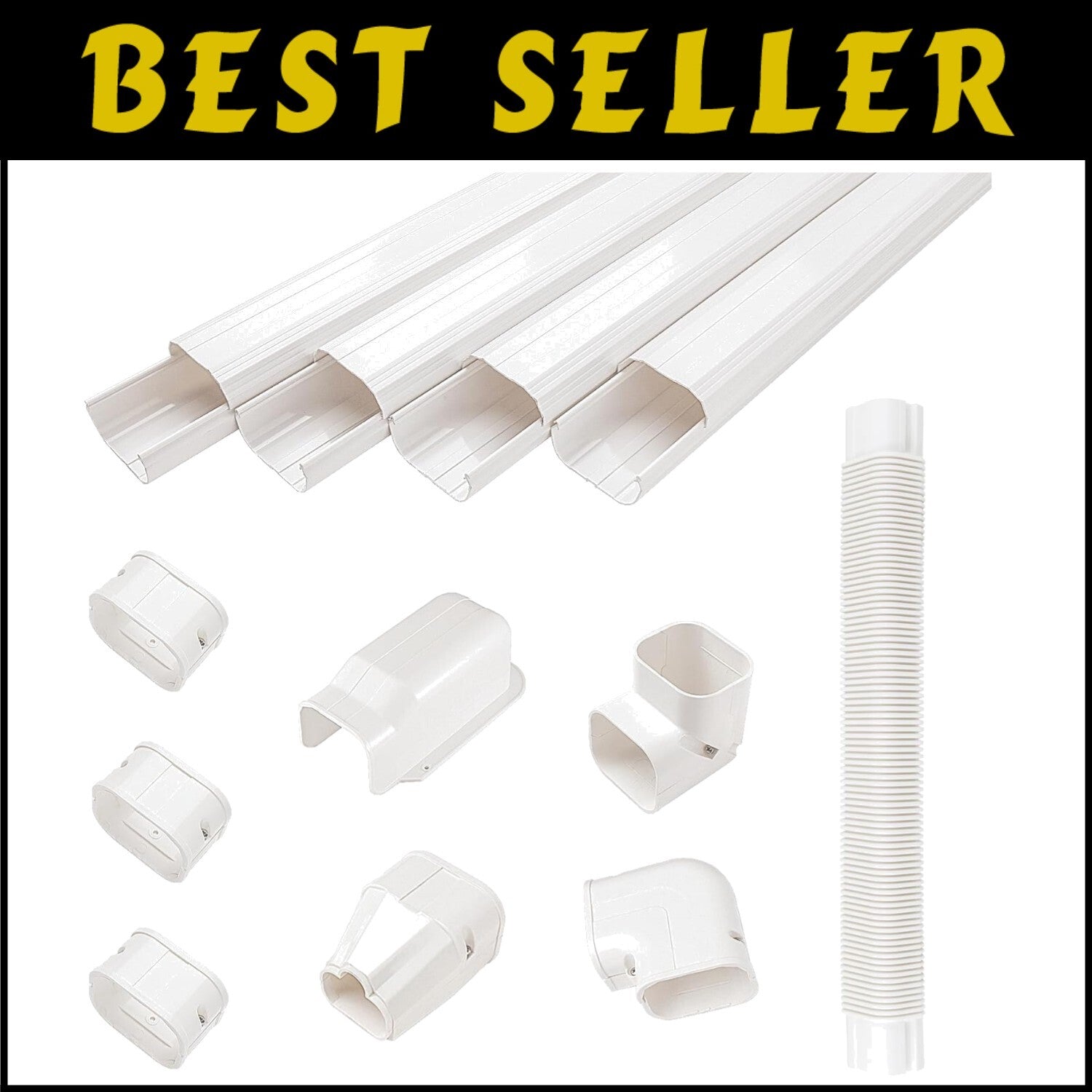 Decorative PVC Mini Split Line Set Cover Kit - 15ft for Stylish AC Installations