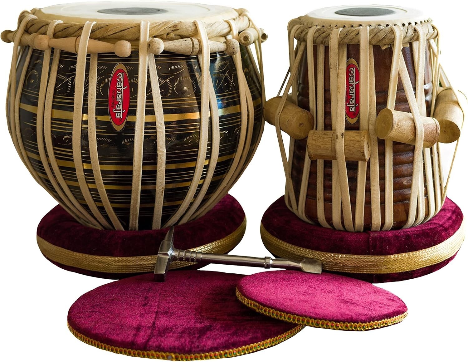 Elegant Black Finish Tabla Set with Brass Bayan, Dayan & Essential Accessories