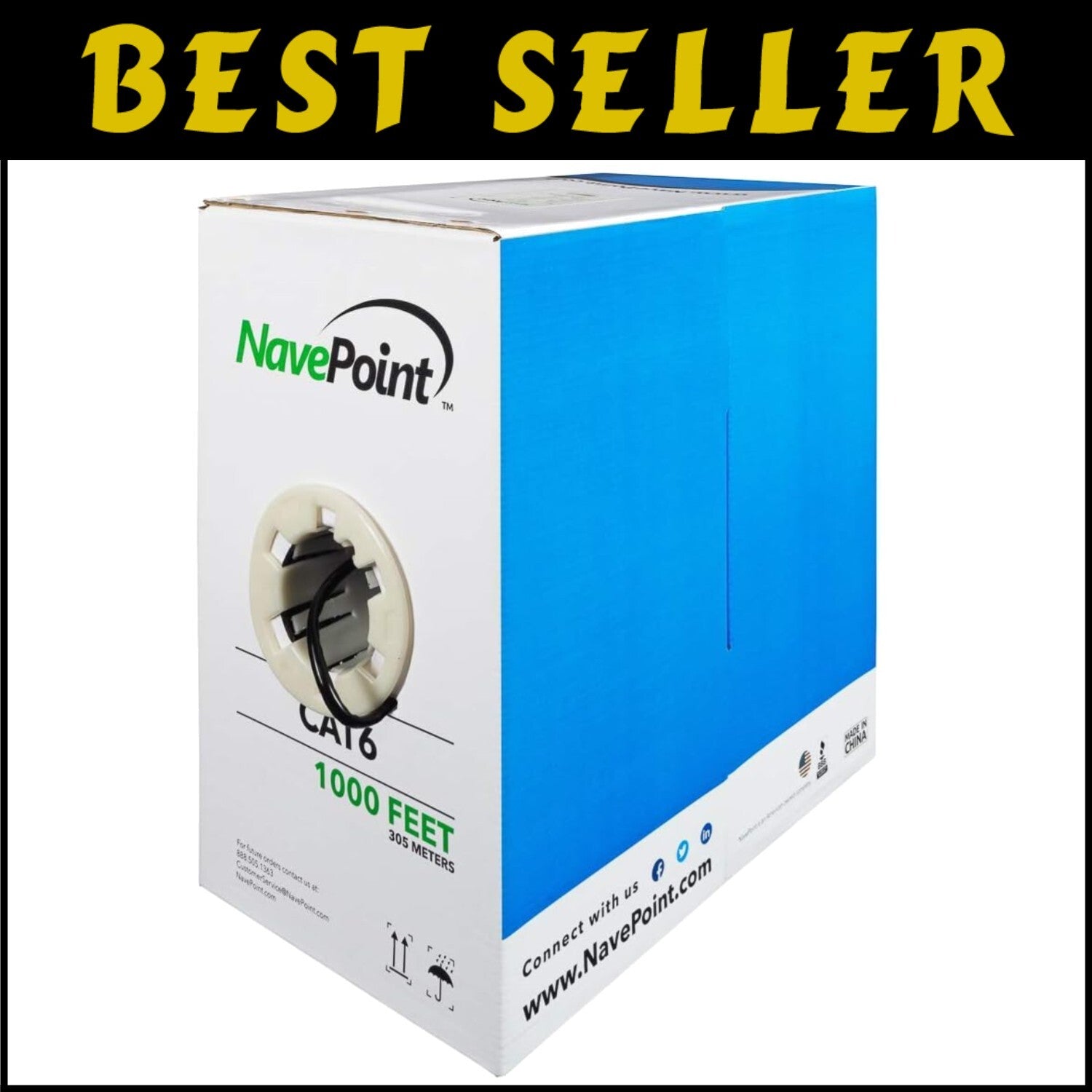 High-Speed 1000ft Cat6 Ethernet Cable - 550MHz, CCA Conductors for Home Use