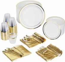 Load image into Gallery viewer, Luxurious 600-Piece Gold Trim Dinnerware Set for 100 Guests - Perfect for Events