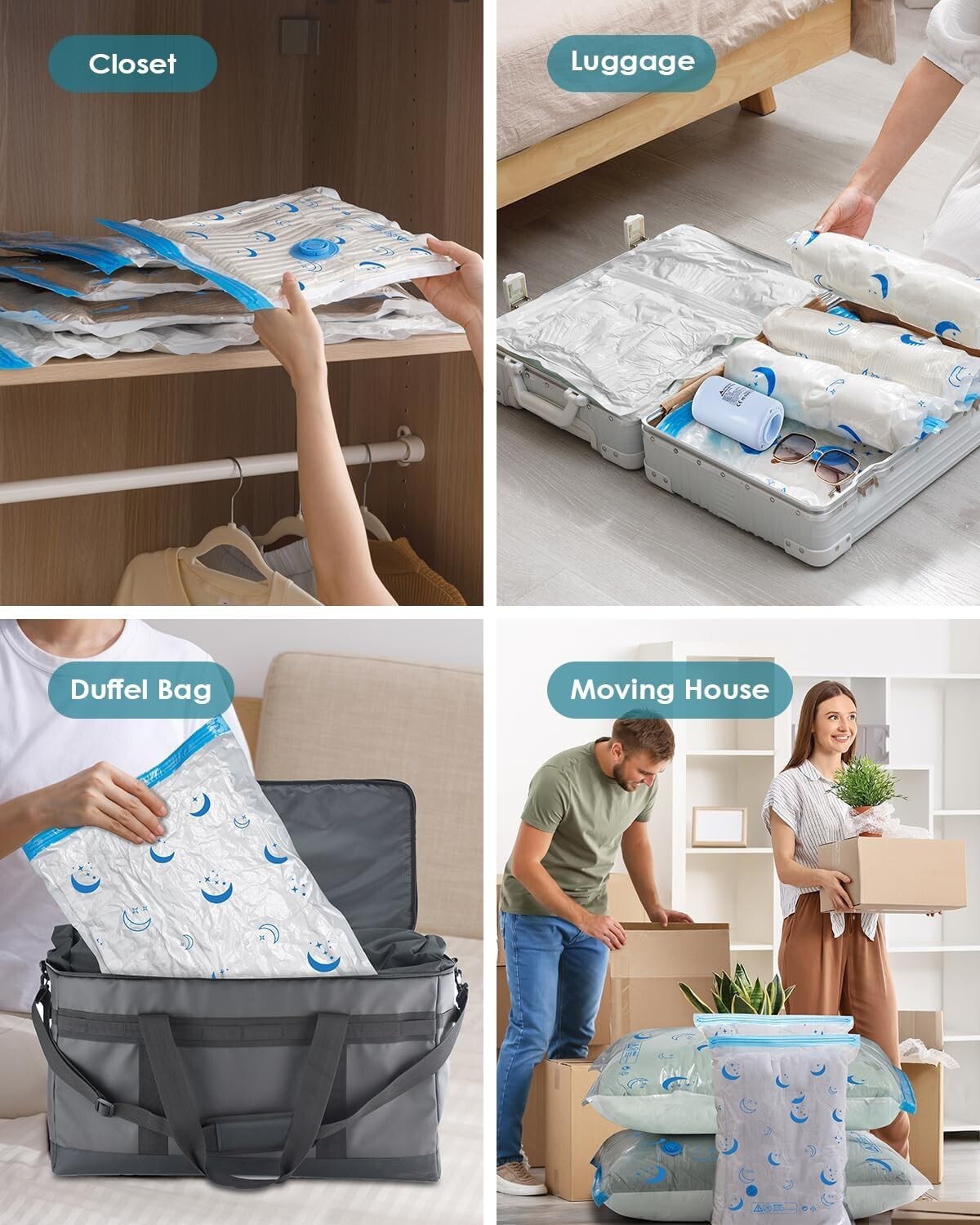 Durable 35 Pack Vacuum Storage Bags with Rechargeable Pump - Travel Essential