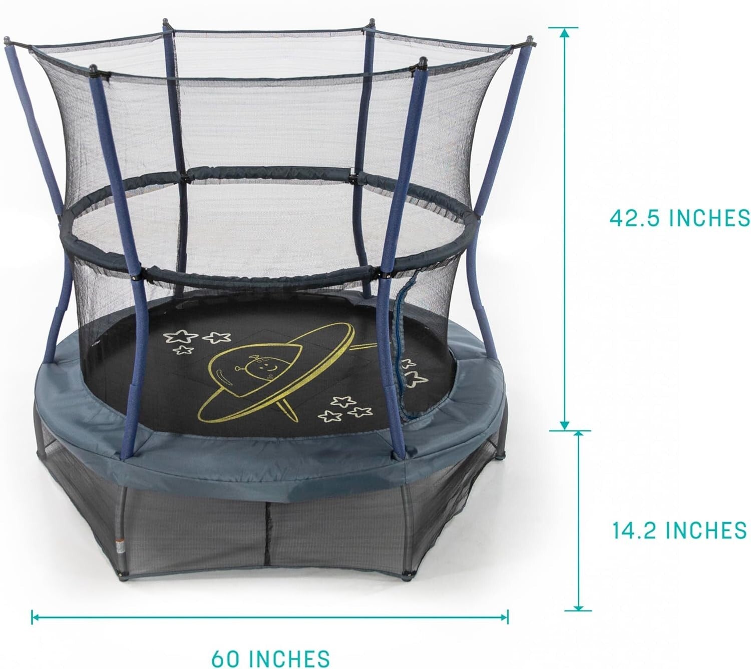 Trampoline for Kids, 60-Inch with Enclosure and Sound Box - A Space Adventure