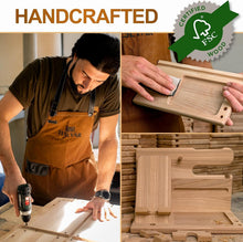 Load image into Gallery viewer, Natural Wood Phone Station with Key Holder - Gifts for Husband, Dad or Boyfriend