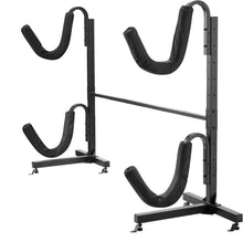 Load image into Gallery viewer, Heavy-Duty Freestanding Kayak Storage Rack with Padded Arms - Holds 2 Kayaks