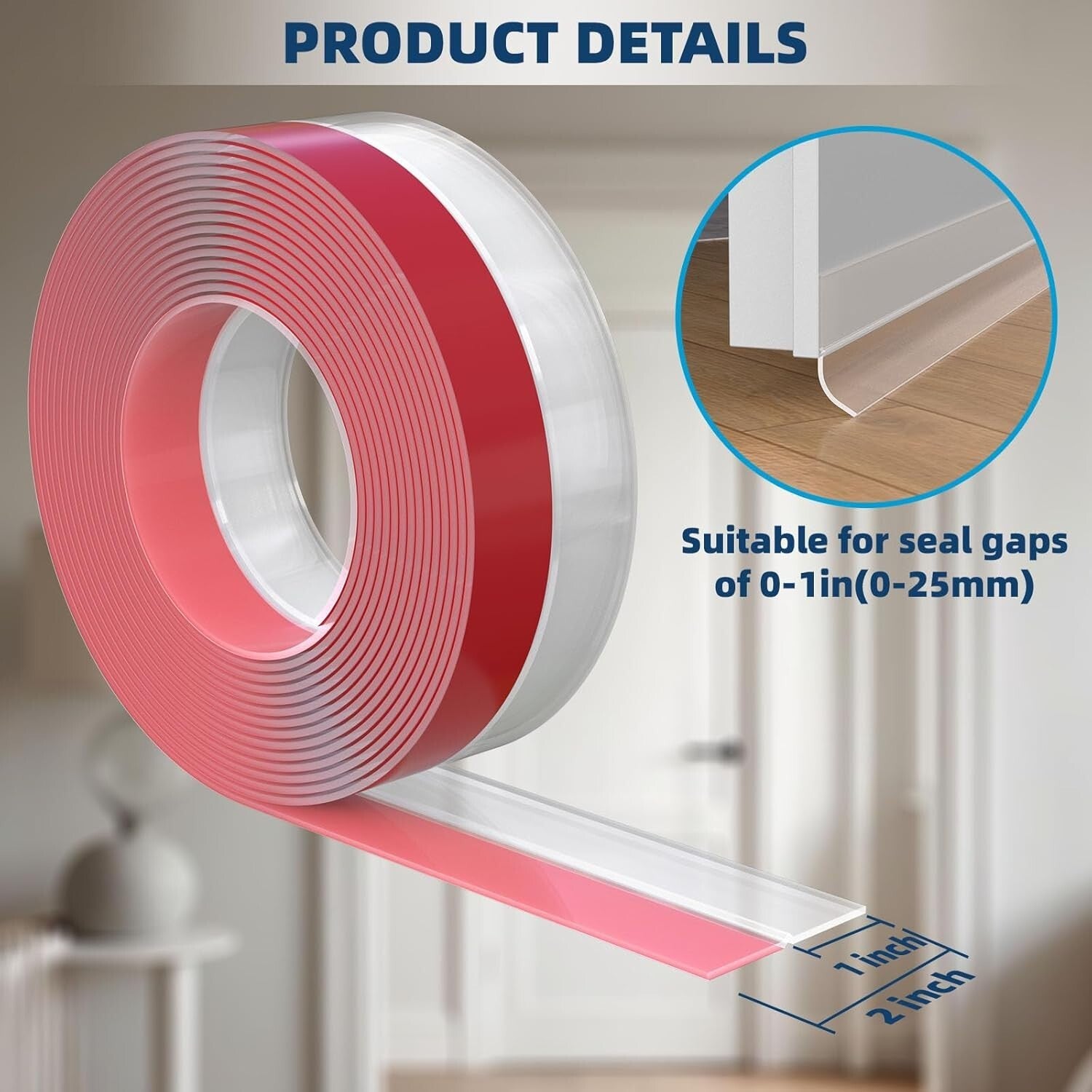 Premium Clear Silicone Door Draft Stopper - 36ft Weather Stripping for Gaps