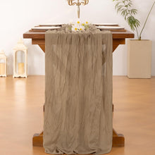 Load image into Gallery viewer, Nude Brown Cheesecloth 120 Inch Table Runner Set of 15 for Weddings &amp; Events