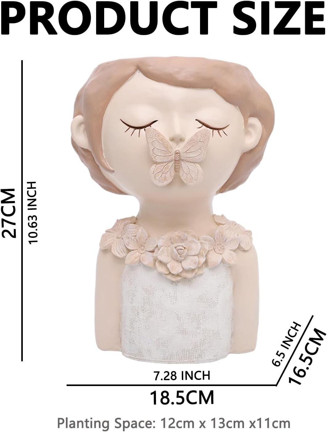 Cute Cartoon Girl Resin Flower Pot - Perfect for Succulents Indoors & Outdoors