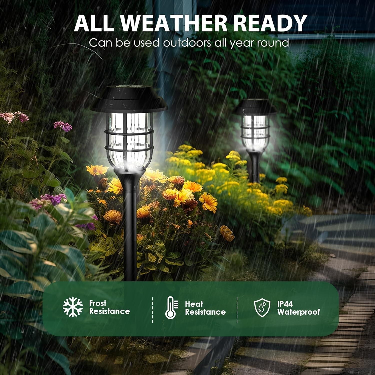 Weatherproof Solar Garden Lights - 12 Pack Beautiful Landscape Lighting Solution