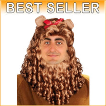 Load image into Gallery viewer, Professional Cowardly Lion Costume Wig - Adjustable Mane &amp; Beard for Age Groups