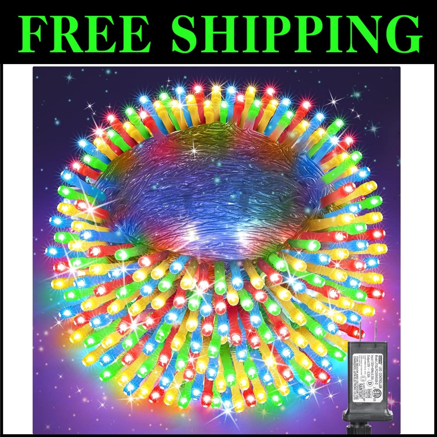 Multicolor Christmas String Lights - 338Ft LED with 8 Modes & Waterproof Design