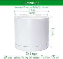 Load image into Gallery viewer, Elegant 14 Inch Ceramic Indoor Planter Pot with Drainage &amp; Saucer - Modern White