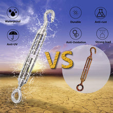 Load image into Gallery viewer, M10 Turnbuckles Hook &amp; Eye - Durable 304 Stainless Steel, Outdoor Use Approved