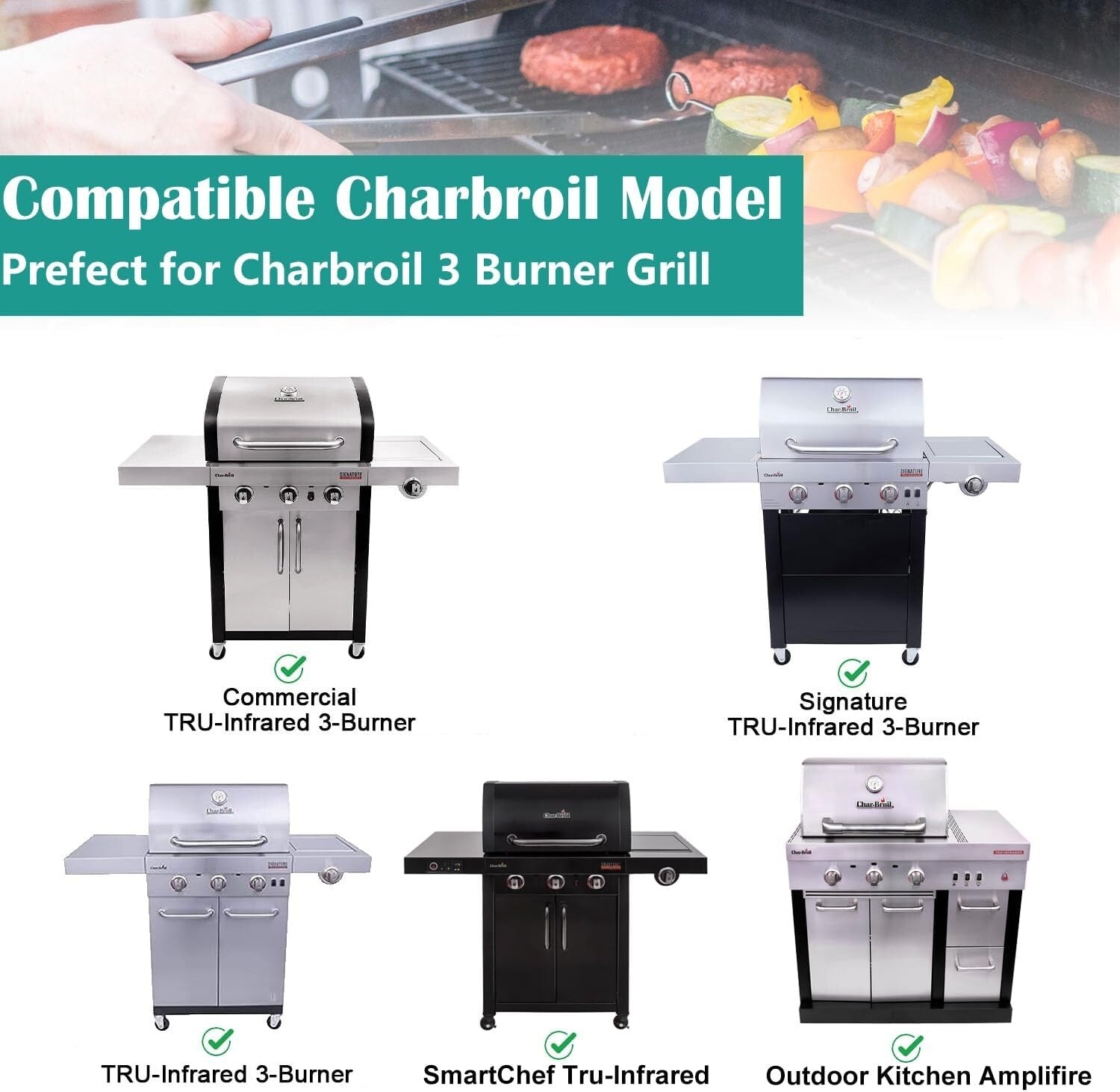 Premium Cast Iron Grill Grates & Stainless Steel Emitter Plates for Charbroil