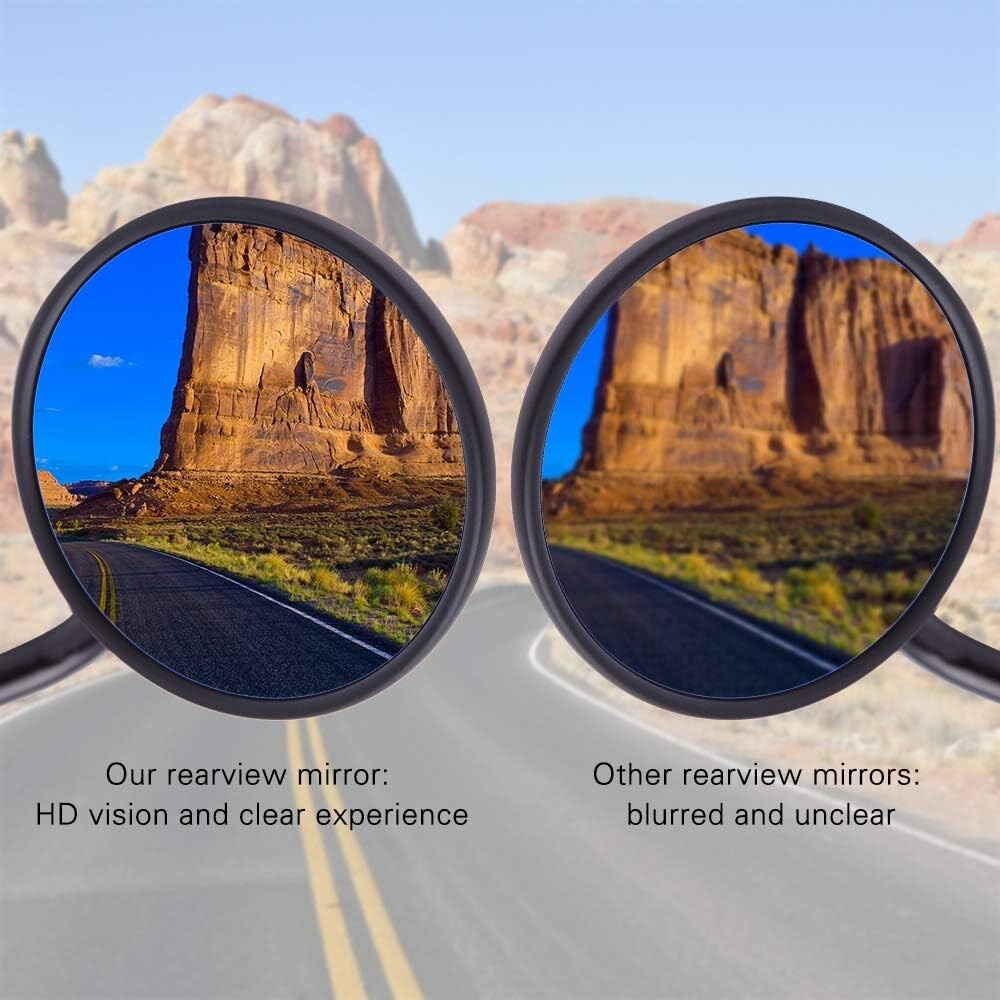 Aluminum 3" Round Mirrors - Black Handlebar Mount for Cruiser & Bobber Bikes