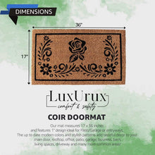 Load image into Gallery viewer, Heavy-Duty Floral Doormat - Eco-Friendly Coco Coir, Water Resistant, 17 x 36