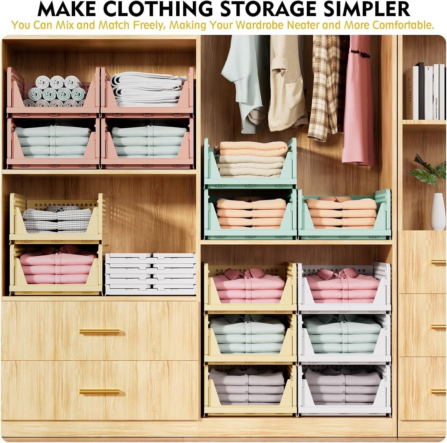 Durable Green 5-Pack Closet Organizer Bins: Easy Install, Happy Organizing!