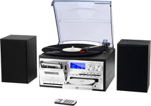Load image into Gallery viewer, Compact Bluetooth Turntable &amp; AM/FM Radio with External Speakers, USB/SD Options