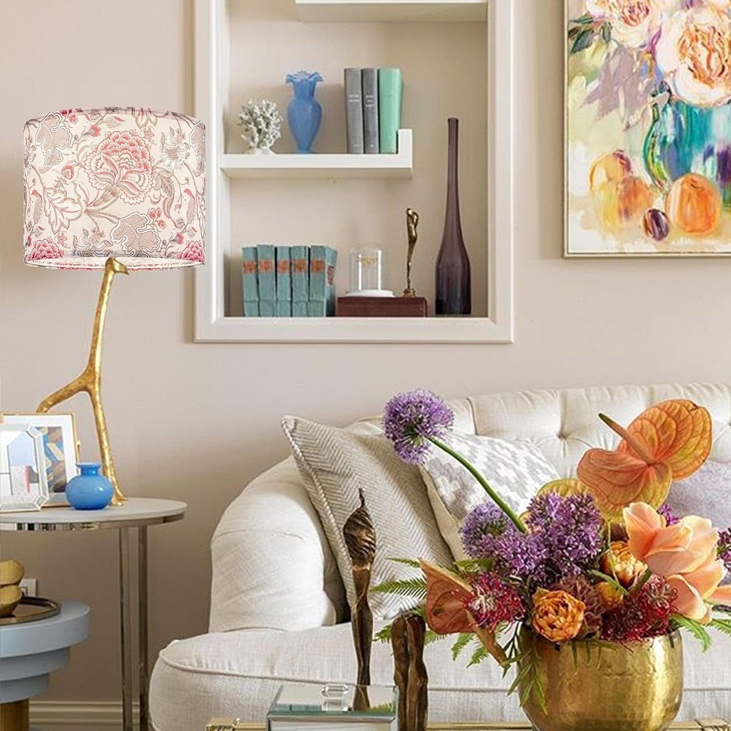 2-Pack 13" Medium Floral Lampshades - Easy Assembly for Table & Floor Lights