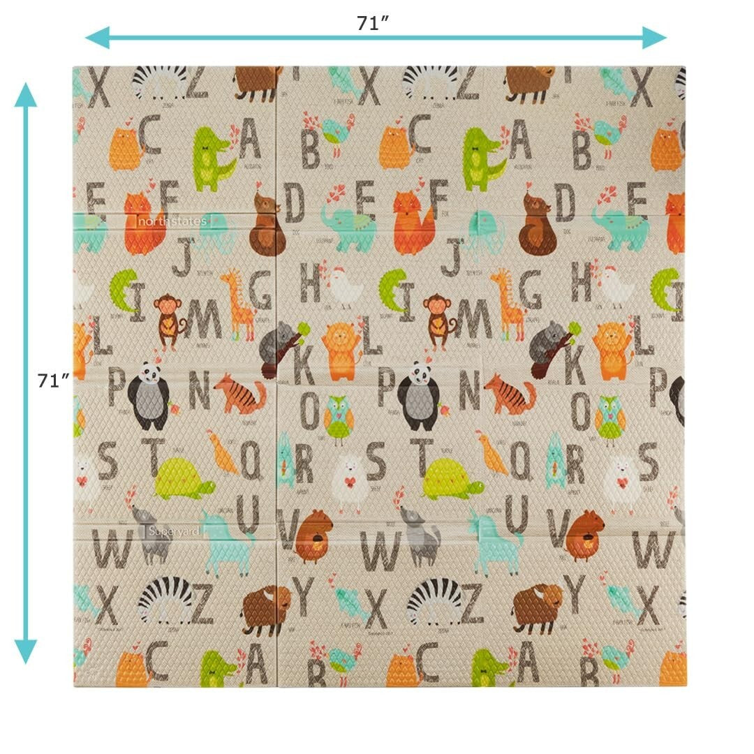 Portable 71"x71" ABC Padded Play Mat - Ideal for Tummy Time & Growing Minds