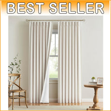 Load image into Gallery viewer, Luxury Pinch Pleat Blackout Drapes, 40x102 in, Rustic Natural Fabric - 2 Panels