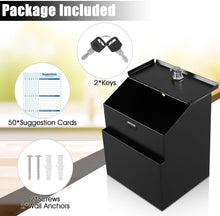 Load image into Gallery viewer, Versatile Black Metal Suggestion Box with Key and Slot - Perfect for Fundraising