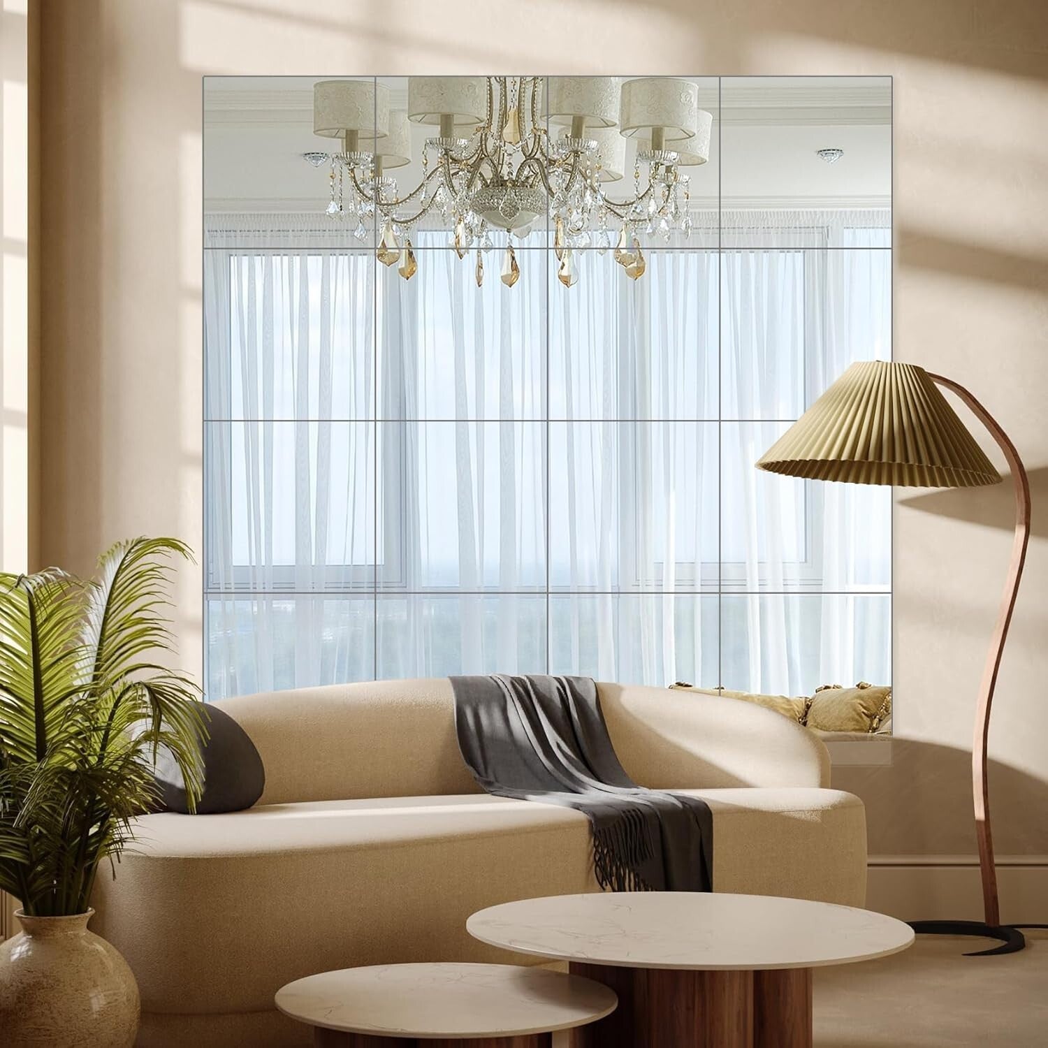 Premium Square Frameless Mirrors – 16 Pack 12"x12" for Gym, Bedroom & More