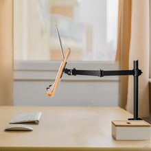Load image into Gallery viewer, Ergonomic Desktop Book Holder - XL Bamboo Clamp Stand for Cooking and Study