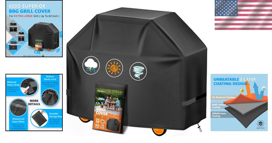 600D Waterproof Grill Cover with Portable Storage Bag - Secure & Easy to Clean