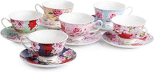 Load image into Gallery viewer, BTaT 8oz Multicolor Floral Tea Cups - Perfect Gift for Tea Lovers &amp; Mother's Day