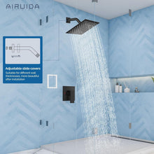 Load image into Gallery viewer, Ultra-Thin 8-Inch Matte Black Rain Shower Set - Wall Mount with Valve Included