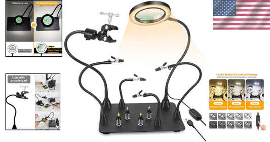 All-in-One Soldering Work Station with Adjustable Arms and 5X Magnification