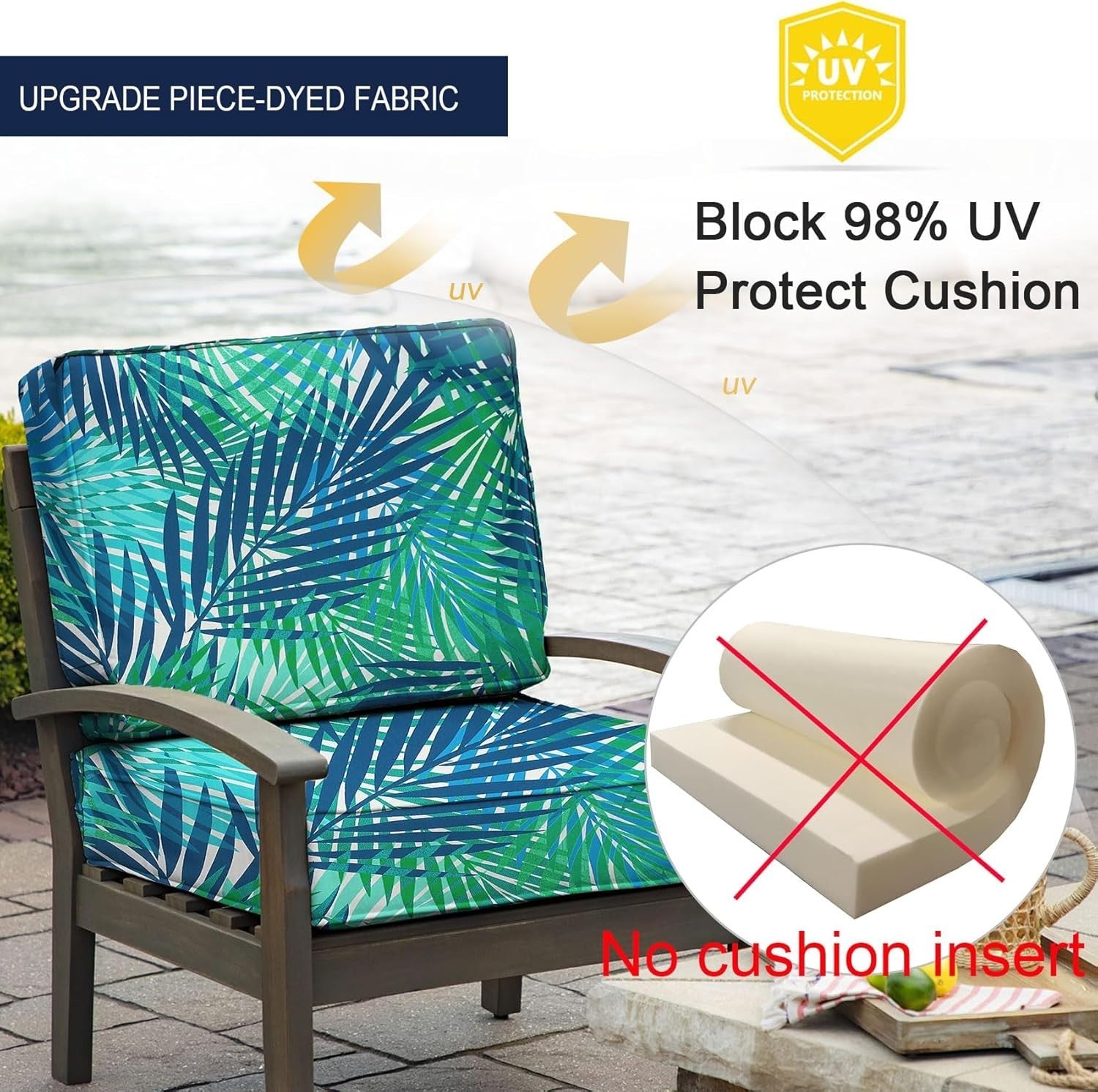 Waterproof Tropical Leaf Cushion Slipcovers Set of 4 - Outdoor Chair Protection
