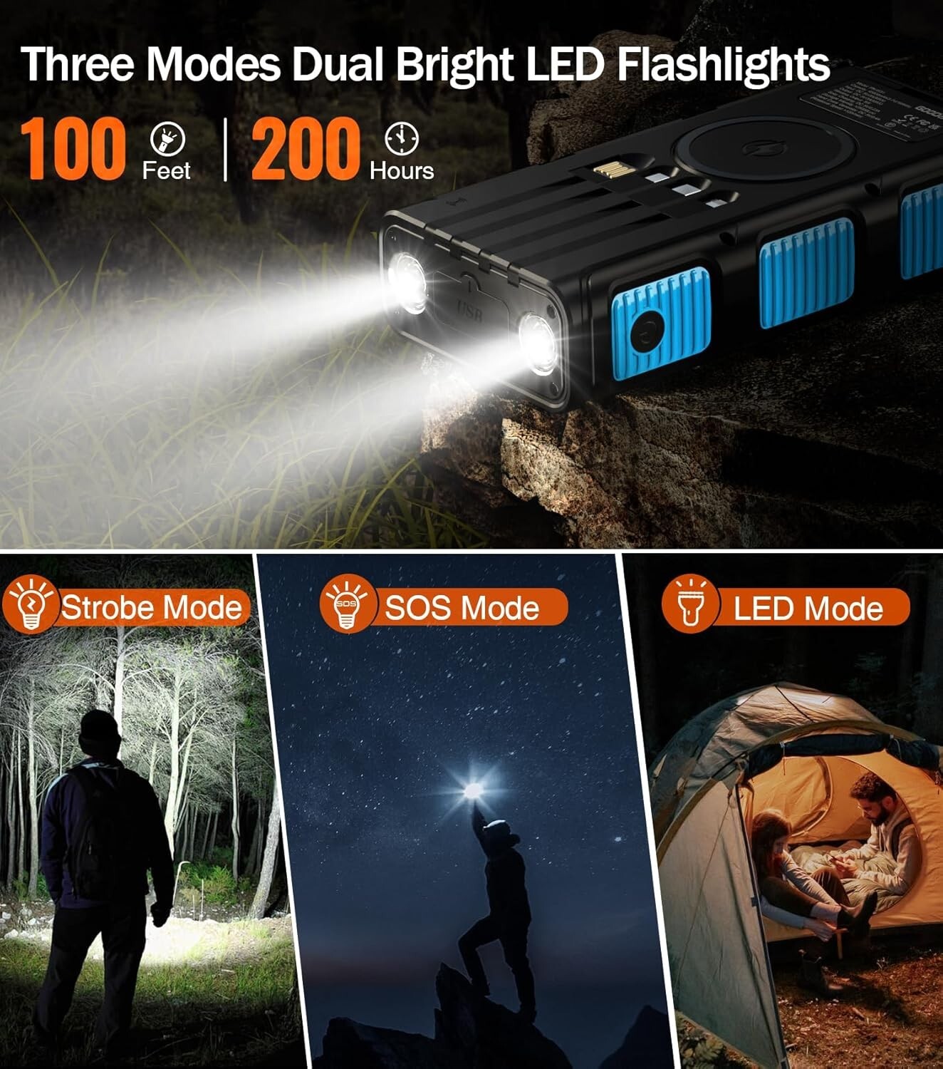 15W Fast Charging Wireless Power Bank 45800mAh with Hand Crank Emergency Power